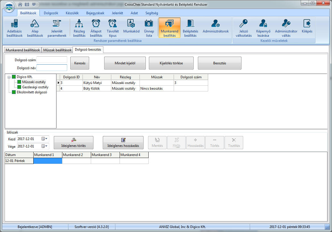 Kattints a teljes mérethez! AIM CrossChex komplex munkaidő nyilvántartó és beléptető szoftver
