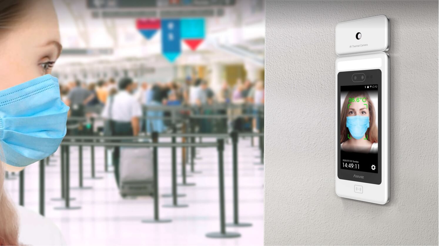 Anviz FaceDeep 5 IRT arcfelismerő készülék AI technológiával testhőmérséklet és maszk ellenőrzéssel Anviz FaceDeep 5 IRT arcfelismerő készülék AI technológiával testhőmérséklet és maszk ellenőrzéssel