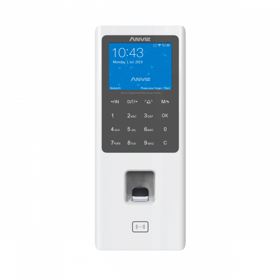 Anviz W2 Pro fali ujjlenyomatos nyilvántartó és beléptető készülék
